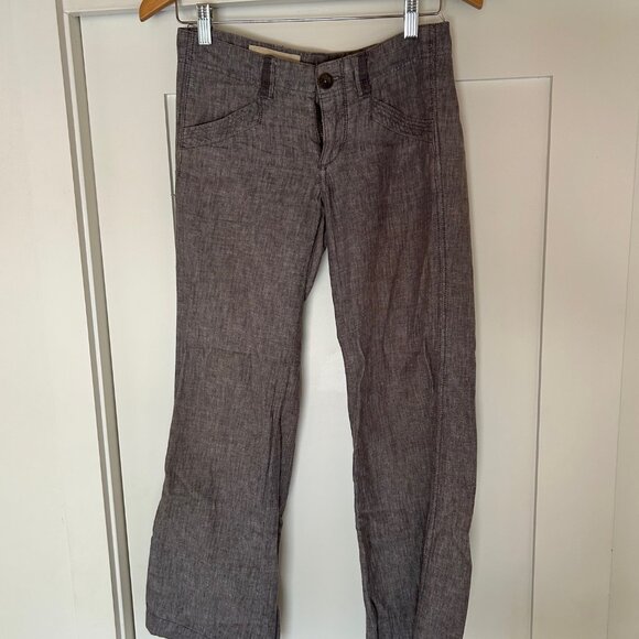 Anthropologie Pilcro Herringbone Linen Trousers - Size 0 Petite - Picture 3 of 10